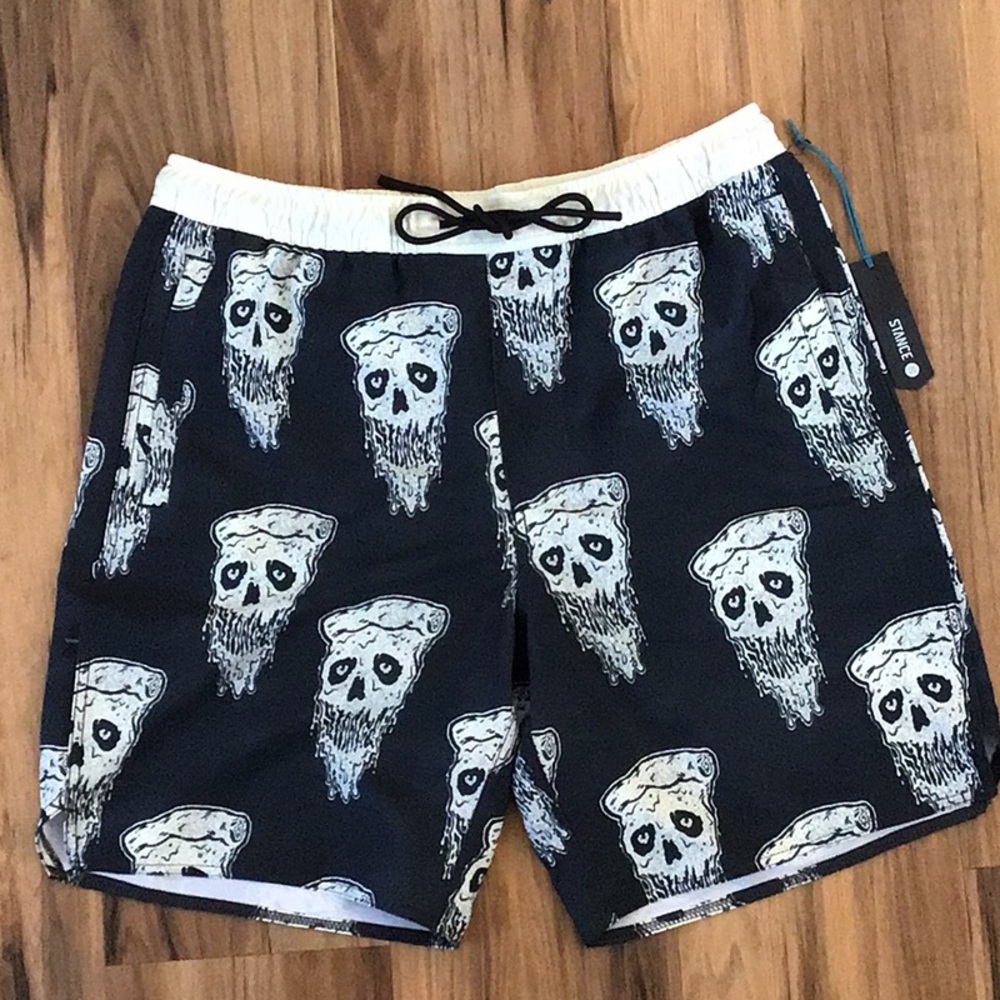 Stance Athletic Black and White Skull Print Shorts